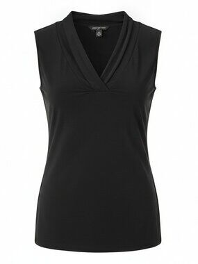 Jones New York Black Sleeveless Crossover V-Neck Blouse Shell Size Medium